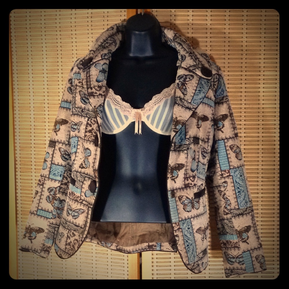 Butterfly Print Canvas Jacket